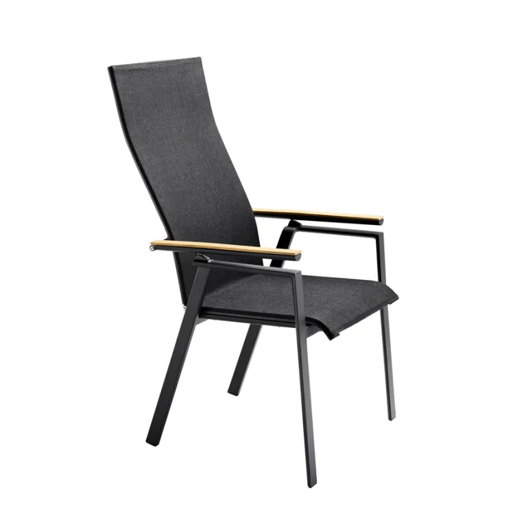 Gartenstuhl SOLPURI �Soul Klappsessel coal� Teakarmlehne Aluminiumgestell Textil